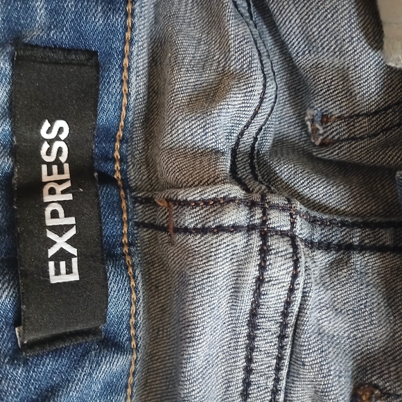 Express Light Blue Ripped Jean Shorts - Picture 5 of 8